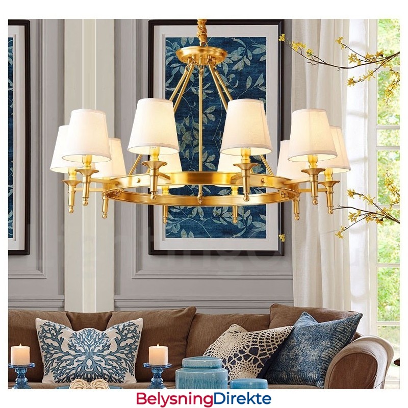 Rund Lysekrone I Ren Messing, Tradisjonell Klassisk