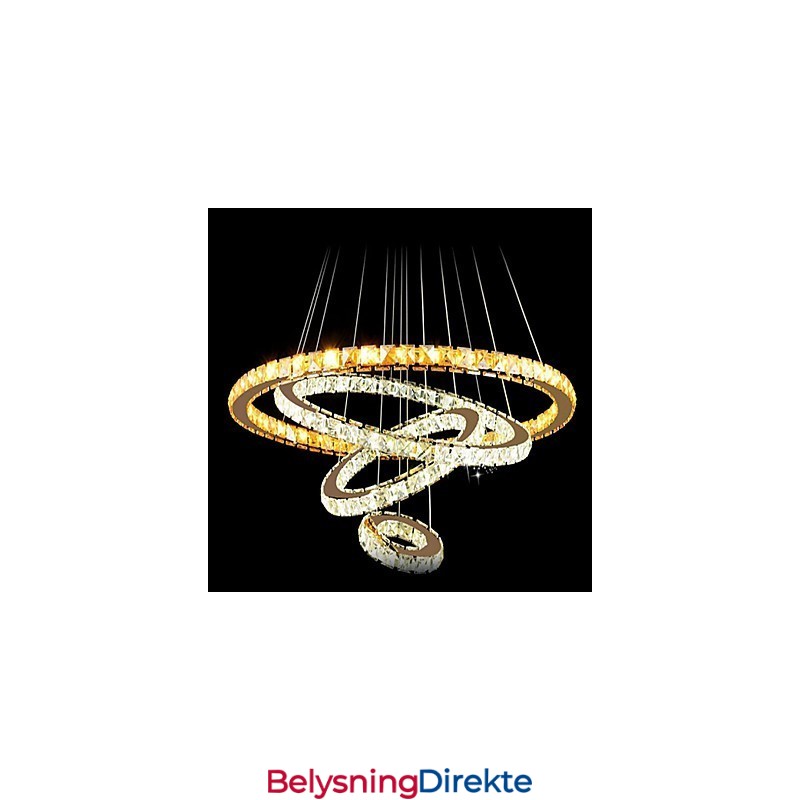 Pendellamper Taklampe Lysekronebelysning Rund 4 Ringer Stor Ring Ravkrystall Og Annen Klar Krystall