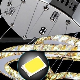 Pendellamper Taklampe Lysekronebelysning Rund 4 Ringer Stor Ring Ravkrystall Og Annen Klar Krystall