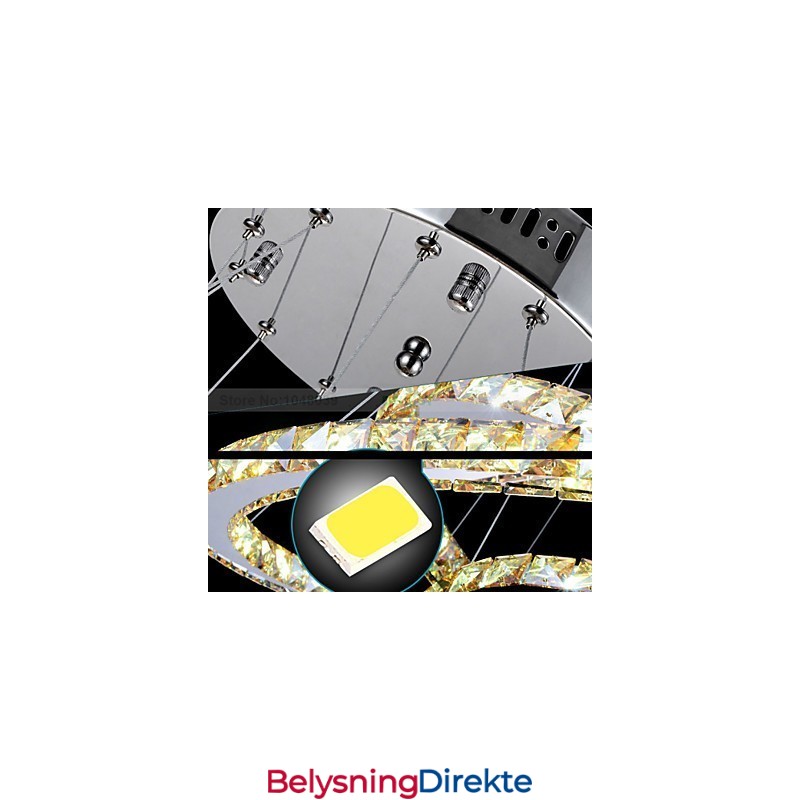 Pendellamper Taklampe Lysekronebelysning Rund 4 Ringer Stor Ring Ravkrystall Og Annen Klar Krystall