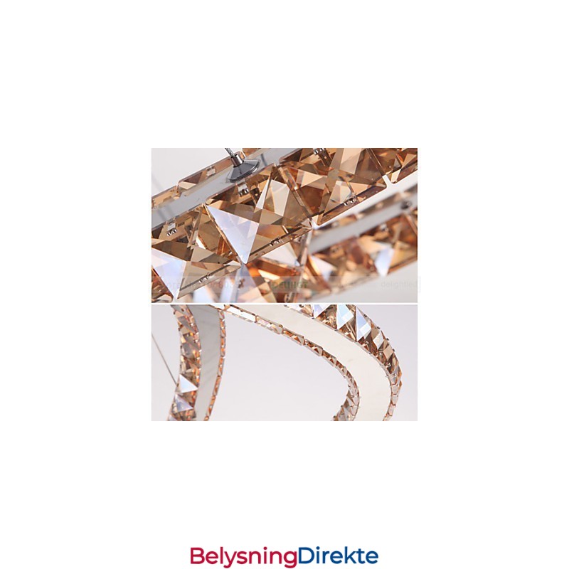 Pendellamper Taklampe Lysekronebelysning Rund 4 Ringer Stor Ring Ravkrystall Og Annen Klar Krystall