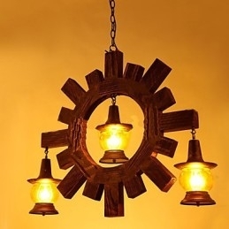 Antikk Trelysekrone Amerikansk Landlig Stuelampe