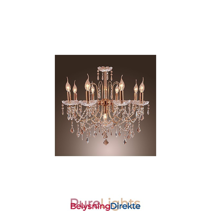 Elegant Krystalllysekrone Med 9 Lys