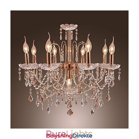 Elegant Krystalllysekrone Med 9 Lys