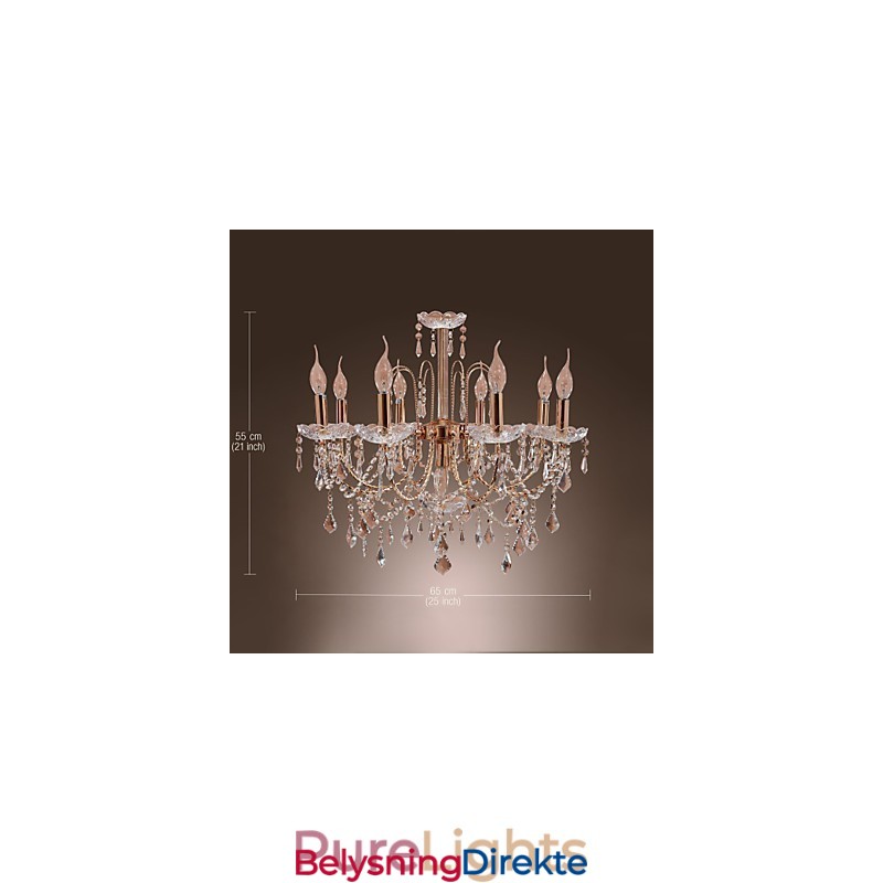 Elegant Krystalllysekrone Med 9 Lys