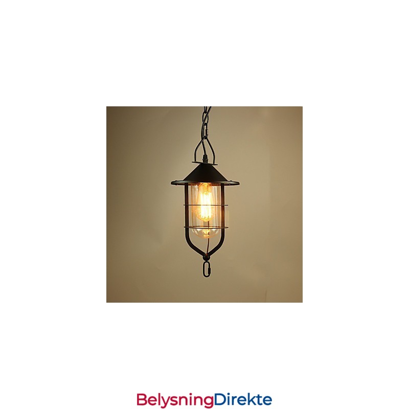 Vintage Landlig Maling Metall Pendellampe Garasje