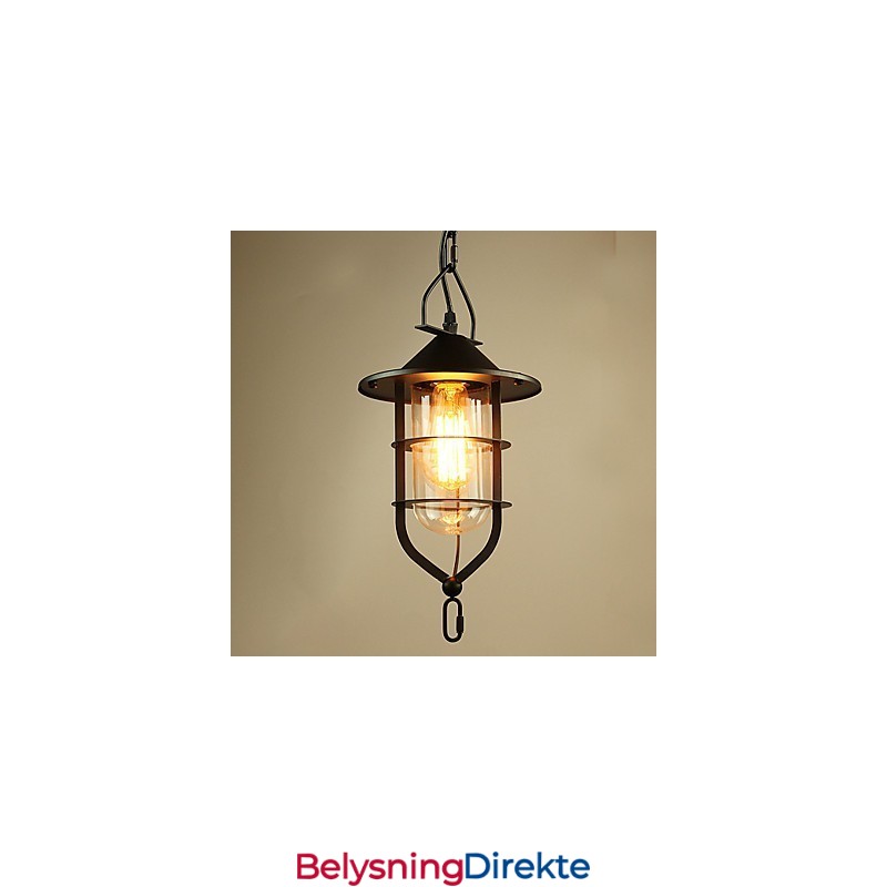 Vintage Landlig Maling Metall Pendellampe Garasje