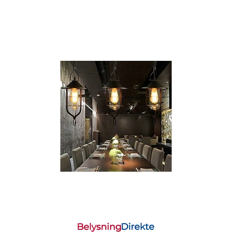 Vintage Landlig Maling Metall Pendellampe Garasje