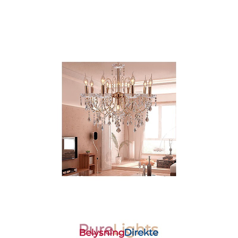 Elegant Krystalllysekrone Med 9 Lys