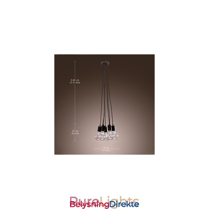 Modern Home 7 Head Edison-Pærelampe Loft Glass Ball Pendellampe