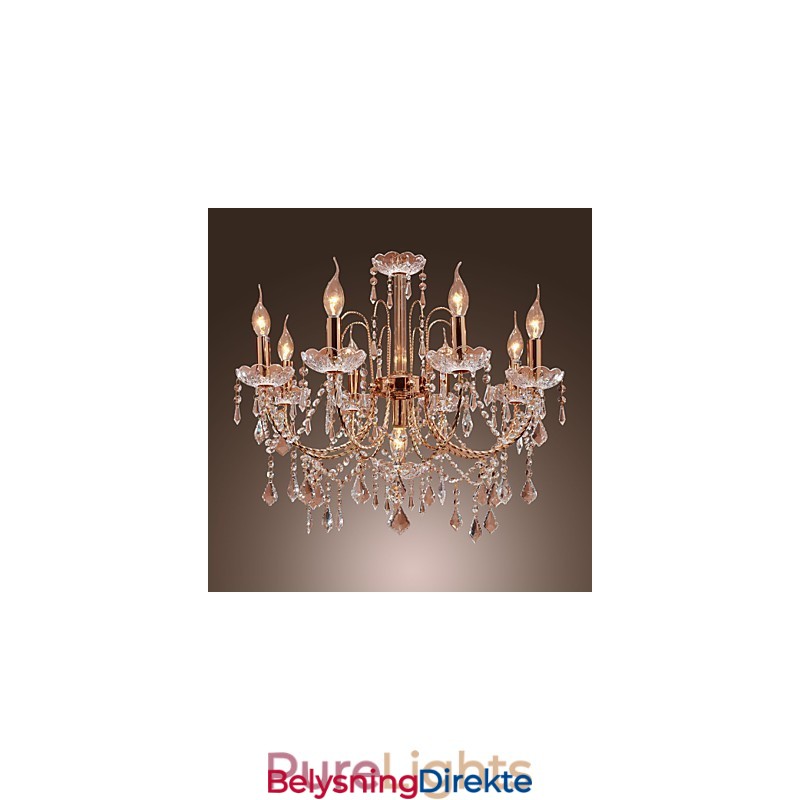 Elegant Krystalllysekrone Med 9 Lys