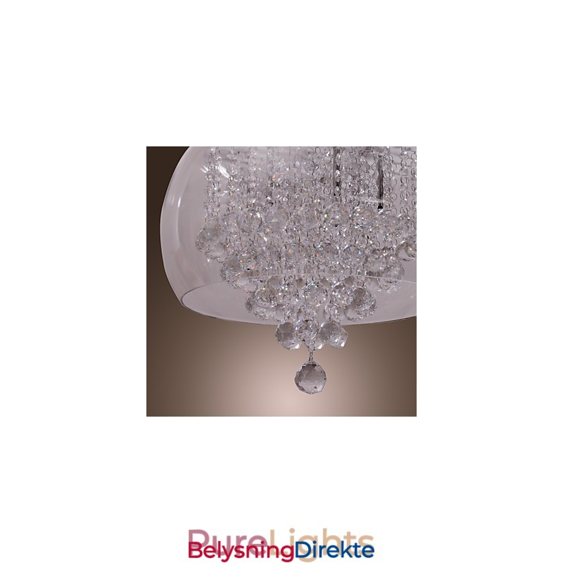 Kunstnerisk Krystallanhengslampe Med 6 Lys Og Glassskjerm