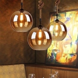Loft American Rope Retro Lighting Lights Glass Pendellampe