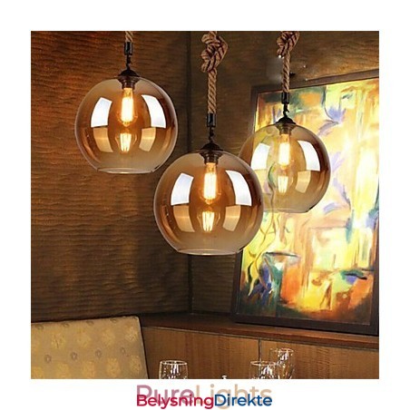 Loft American Rope Retro Lighting Lights Glass Pendellampe