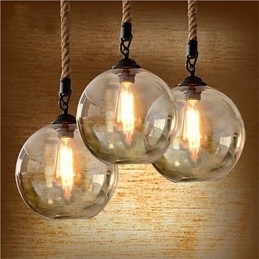 Loft American Rope Retro Lighting Lights Glass Pendellampe