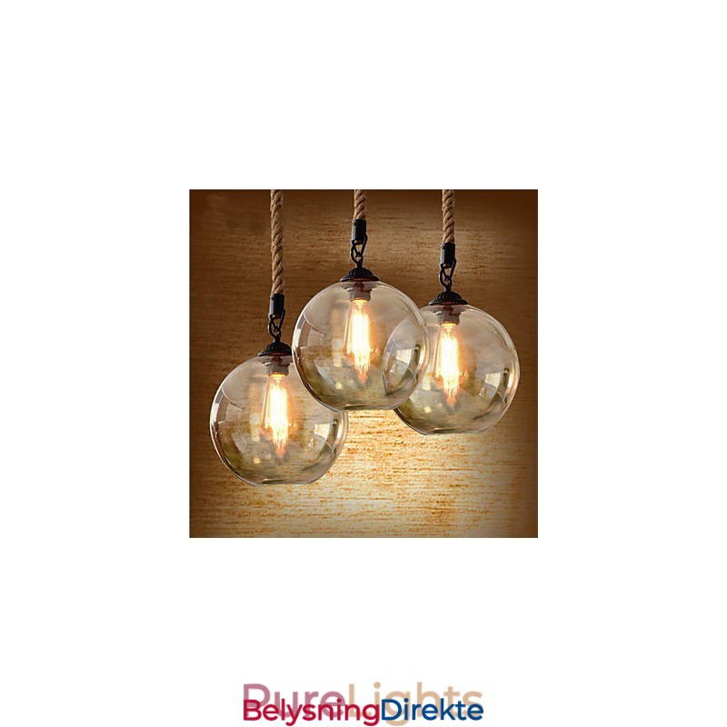 Loft American Rope Retro Lighting Lights Glass Pendellampe