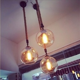Loft American Rope Retro Lighting Lights Glass Pendellampe