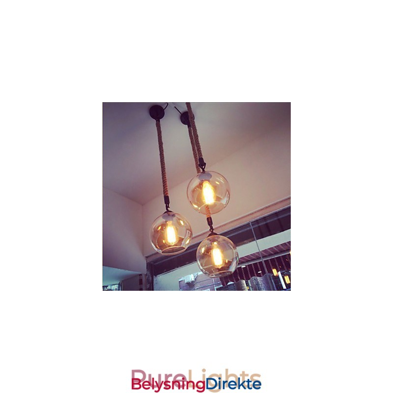 Loft American Rope Retro Lighting Lights Glass Pendellampe