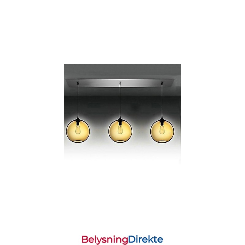 Moderne Glassanhengslampe Med 3 Lys I Gjennomsiktig Brunt Bobledesign