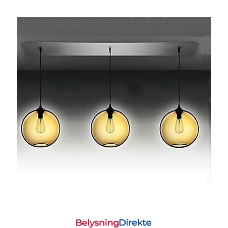Moderne Glassanhengslampe Med 3 Lys I Gjennomsiktig Brunt Bobledesign