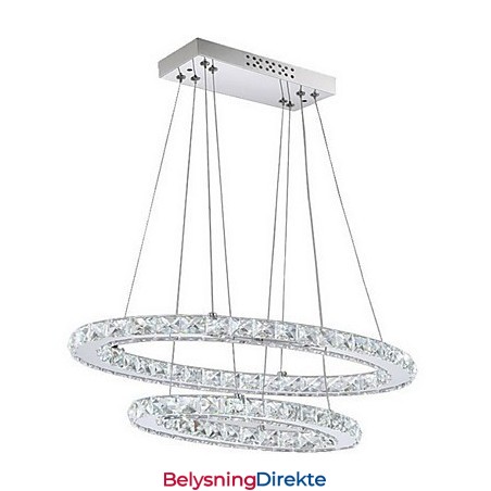 Moderne Krystallanhengslampe Med Oval Dobbel Ring For