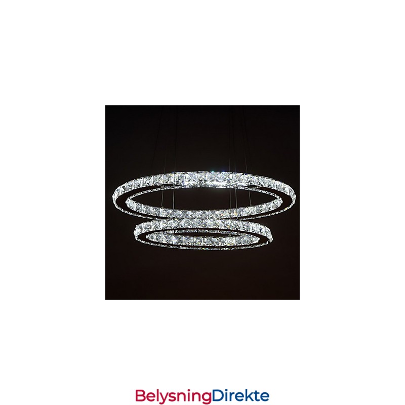 Moderne Krystallanhengslampe Med Oval Dobbel Ring For