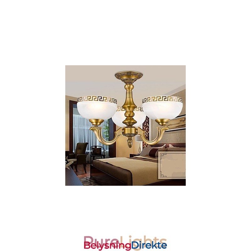 Helkobberlampe I Marmor, Spisestue, Original Moderne Kobberlysekrone