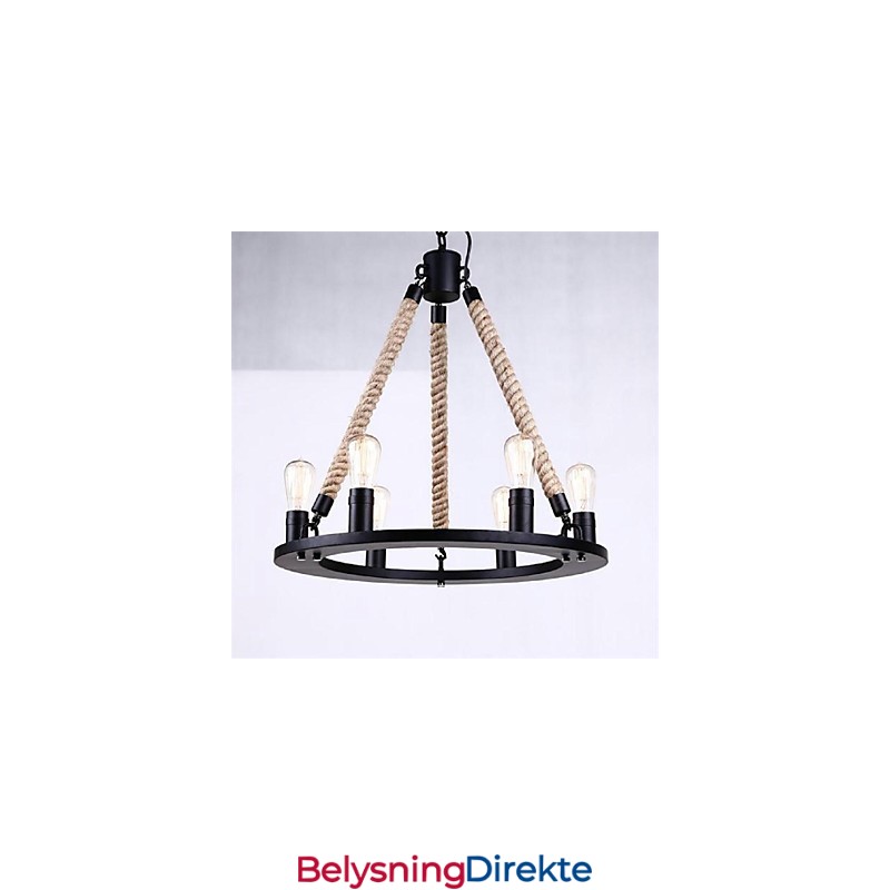 Pendellampe Med 6 Lys I Landlig Stil I Smijern