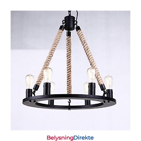 Pendellampe Med 6 Lys I Landlig Stil I Smijern