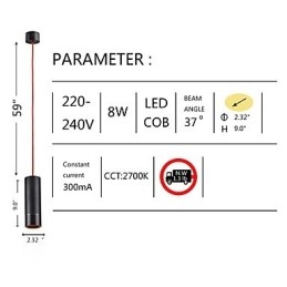 Lys Mini Pendellampe Svart Anodisert Med Aluminium