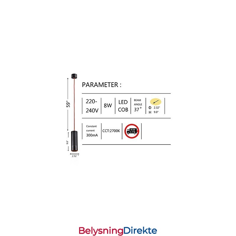 Lys Mini Pendellampe Svart Anodisert Med Aluminium