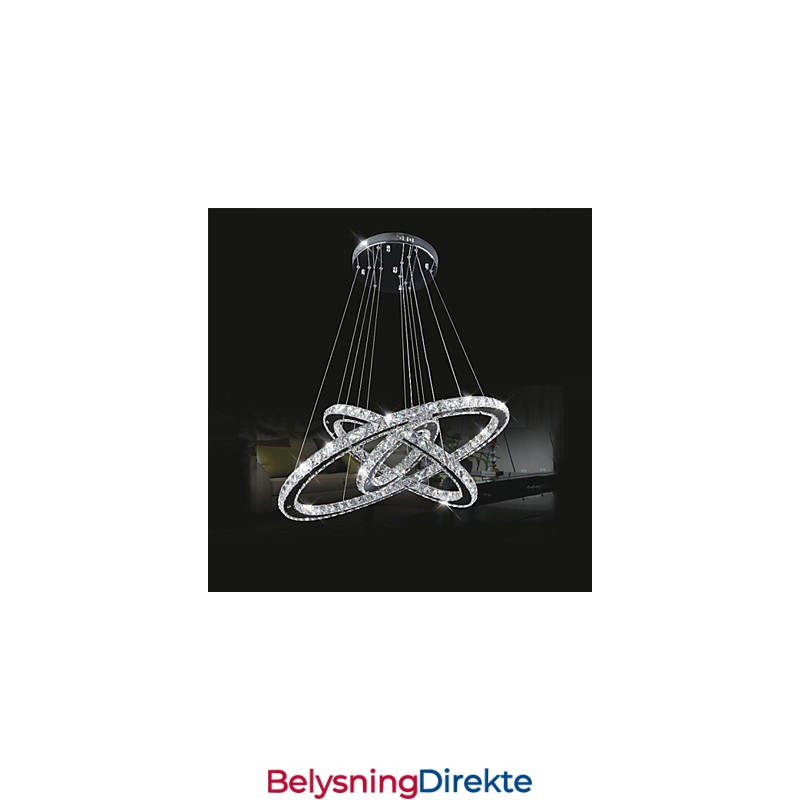 Dimmbare Sirkulære Pendellysekronebelysningsarmaturer Med K9-Krystall, Varm Og Kald Hvit Med Fjernkontroll