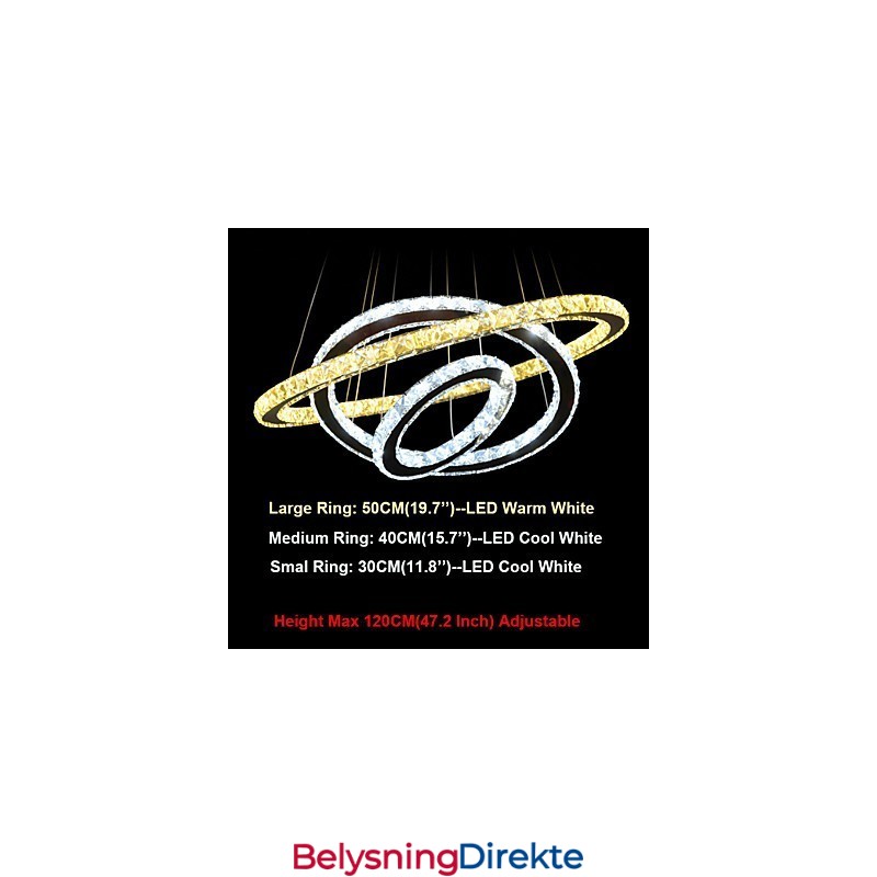 Dimmbare Sirkulære Pendellysekronebelysningsarmaturer Med K9-Krystall, Varm Og Kald Hvit Med Fjernkontroll