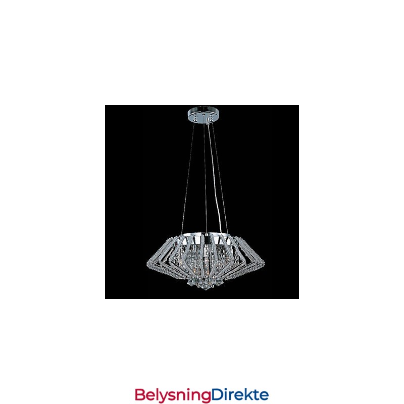 Diamantformet Krystallanhengslampe I Rustfritt Stål Med 9 Lys