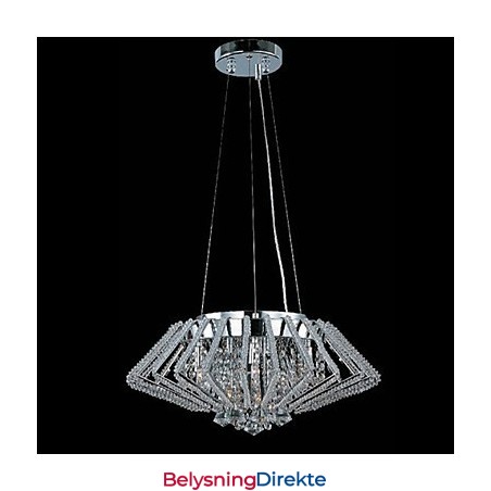 Diamantformet Krystallanhengslampe I Rustfritt Stål Med 9 Lys
