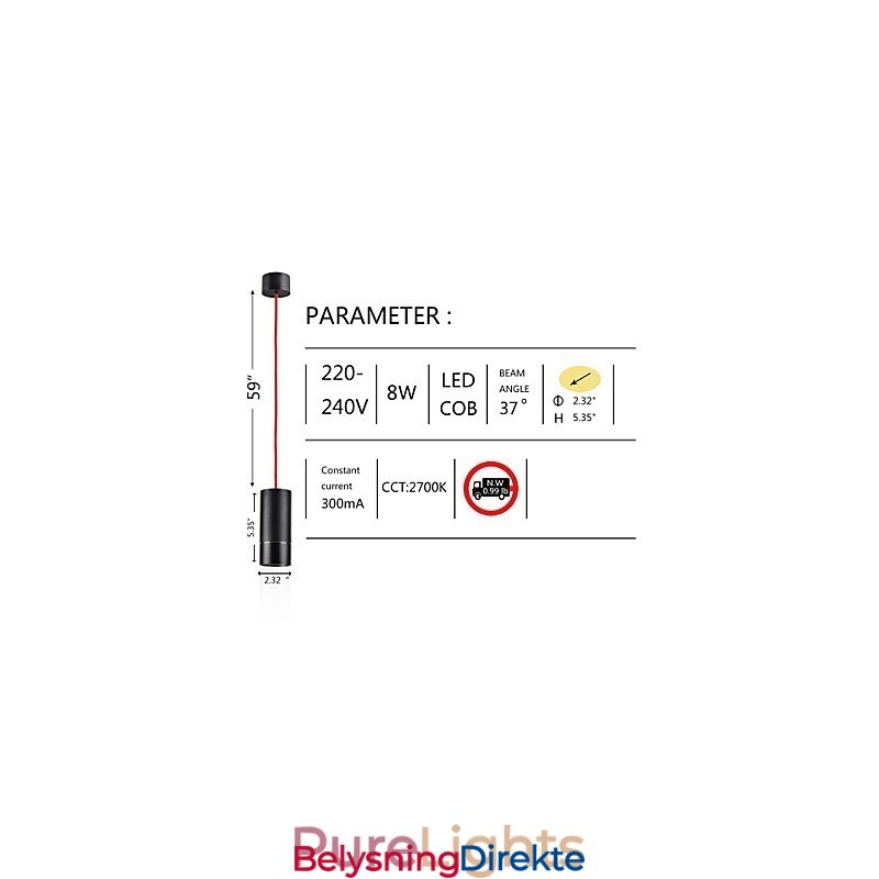 Lys Mini Pendellampe Svart Anodisert Med Aluminium