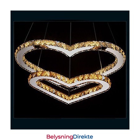 Pendelbelysning Lysekronelampe Gjennomsiktig Eller Gul K9 Krystall Dobbel Hjerteformet Taklampe Lys