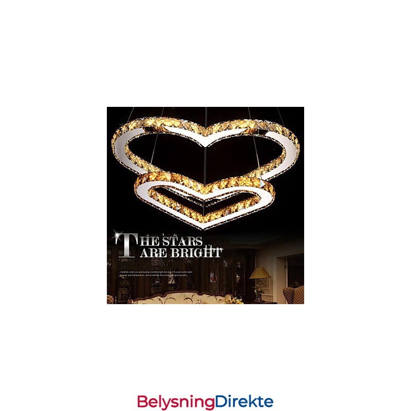 Pendelbelysning Lysekronelampe Gjennomsiktig Eller Gul K9 Krystall Dobbel Hjerteformet Taklampe Lys