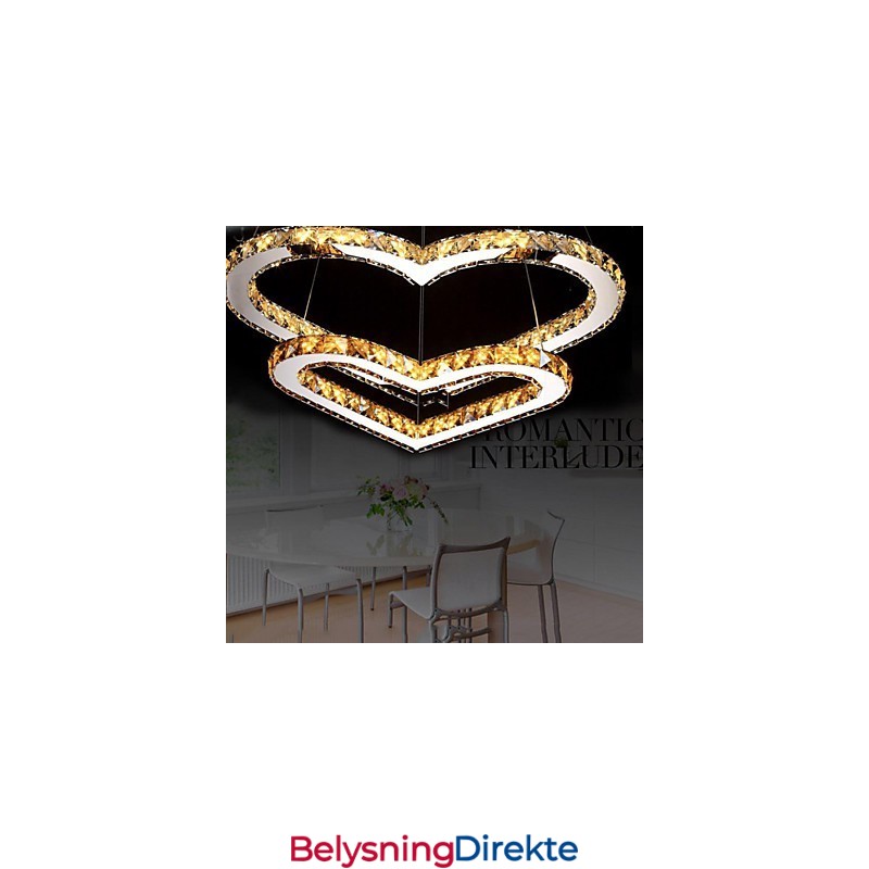 Pendelbelysning Lysekronelampe Gjennomsiktig Eller Gul K9 Krystall Dobbel Hjerteformet Taklampe Lys