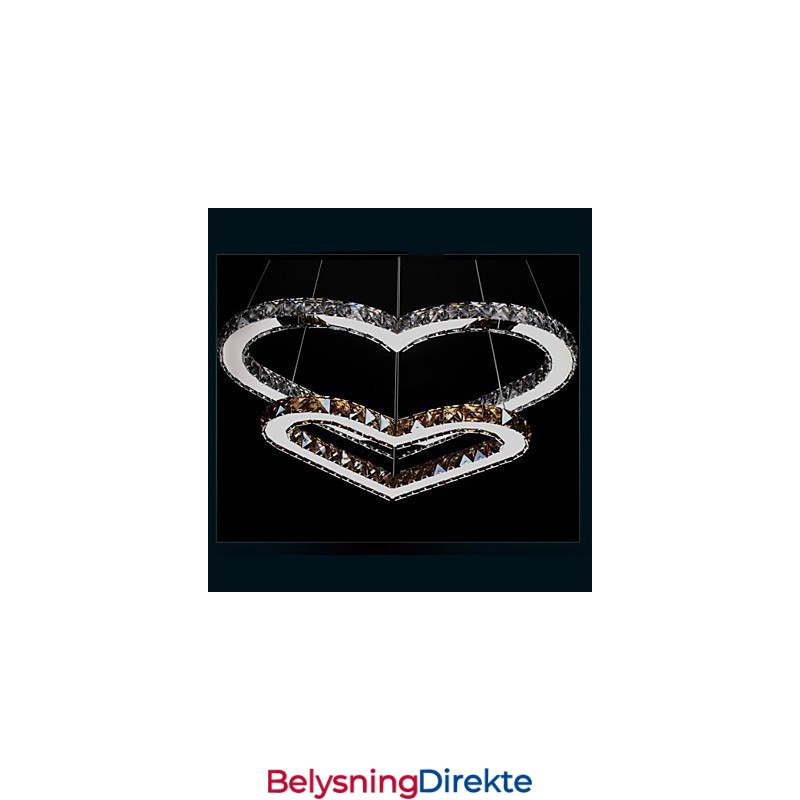 Pendelbelysning Lysekronelampe Gjennomsiktig Eller Gul K9 Krystall Dobbel Hjerteformet Taklampe Lys