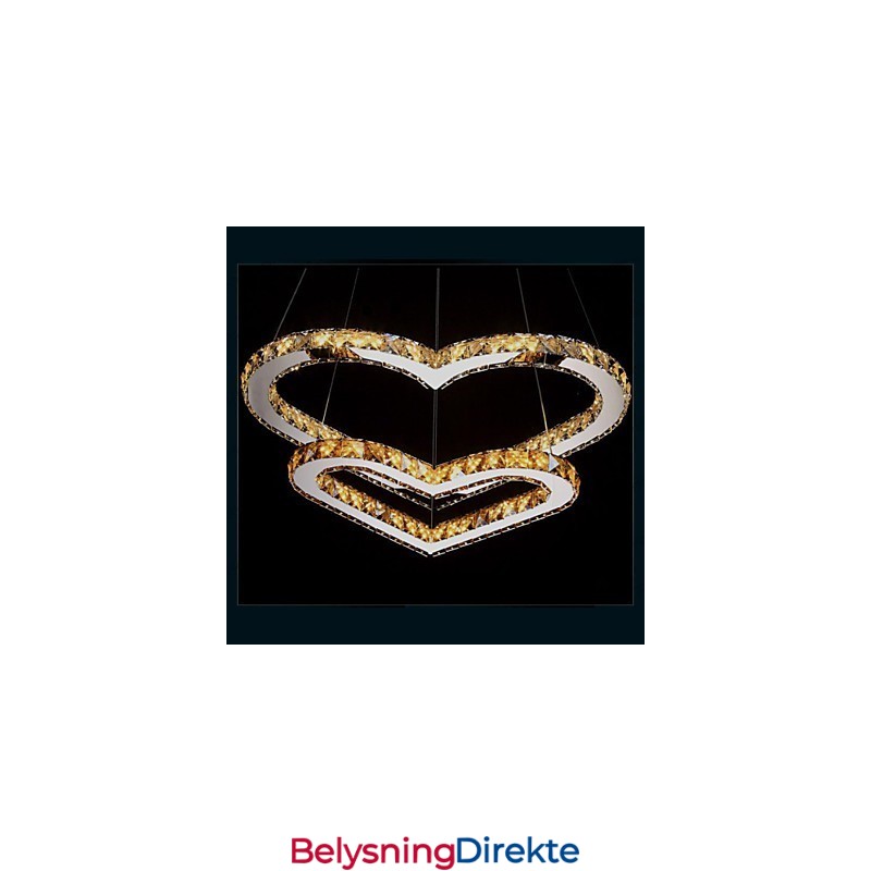 Pendelbelysning Lysekronelampe Gjennomsiktig Eller Gul K9 Krystall Dobbel Hjerteformet Taklampe Lys