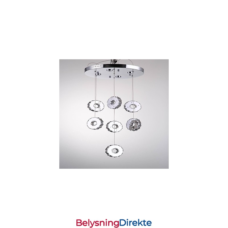 Moderne Høykvalitets Syvring 7 Lys Krystalllysekrone I Rustfritt Stål