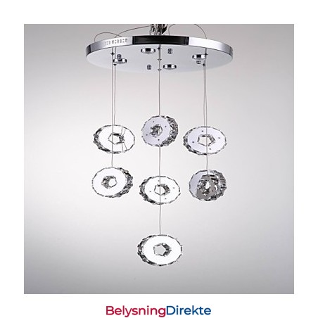 Moderne Høykvalitets Syvring 7 Lys Krystalllysekrone I Rustfritt Stål