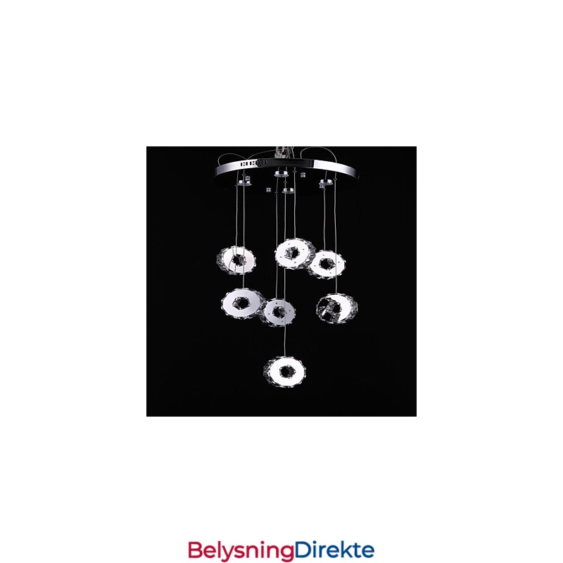 Moderne Høykvalitets Syvring 7 Lys Krystalllysekrone I Rustfritt Stål