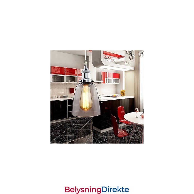 Moderne Krom Glass Vintage Industriell Retro Montering Edison Pendellampe Kafé Verandalampe