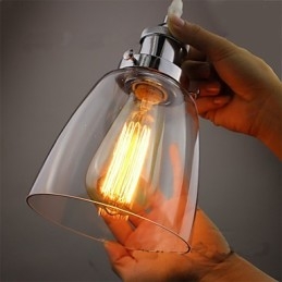 Moderne Krom Glass Vintage Industriell Retro Montering Edison Pendellampe Kafé Verandalampe