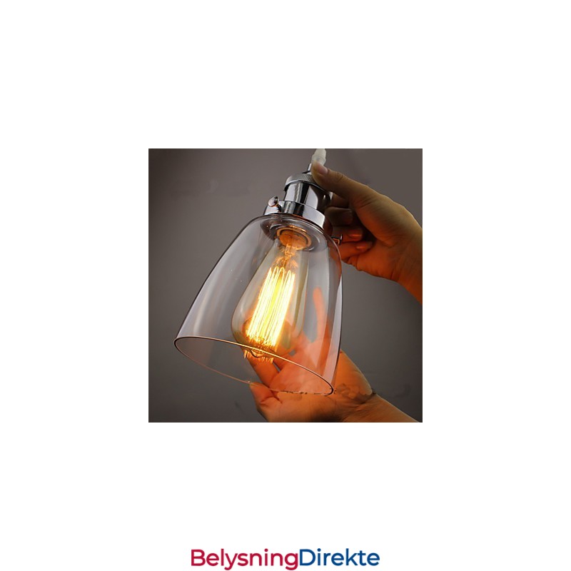 Moderne Krom Glass Vintage Industriell Retro Montering Edison Pendellampe Kafé Verandalampe