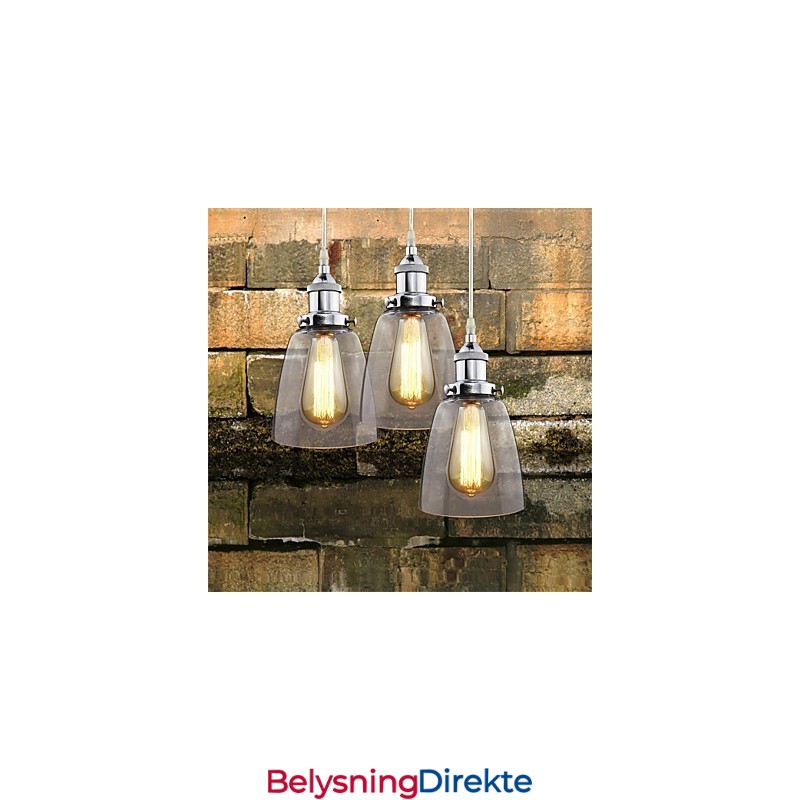 Moderne Krom Glass Vintage Industriell Retro Montering Edison Pendellampe Kafé Verandalampe