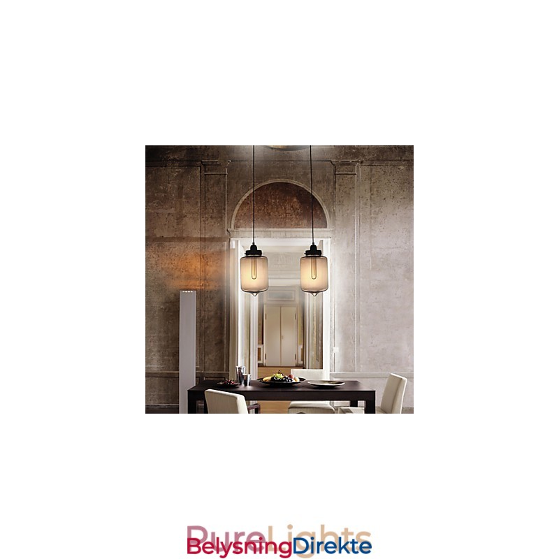 Moderne Glasspendellampe Med 2 Lys I Gjennomsiktig Flaskedesign