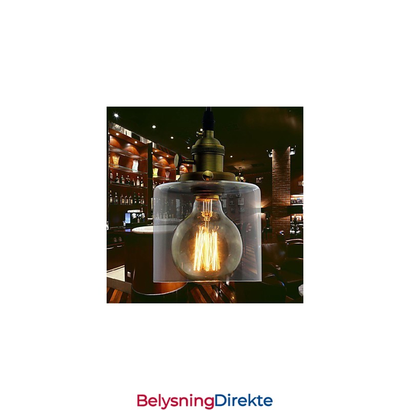 Glass Messing Retro Vintage Industriell Art Kafé Garasje Pendellampe